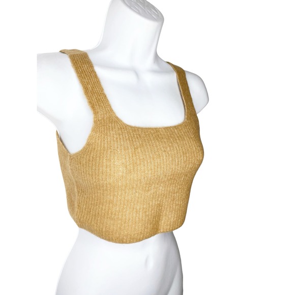 Everlane Cozy Stretch Wool Blend Crop Tank Top Camel Square Neck Sleeveless S - Picture 3 of 8